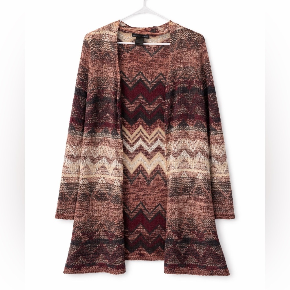 United States Multi Color Chevron Open Front Cardigan Sweater Sz. Large - Picture 3 of 12
